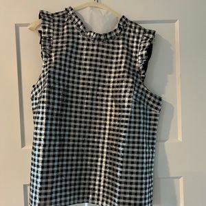 J Crew Silver and Black Metallic ruffle sleeveless top